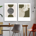 Circuitous Lineament Orb Lines 2 Piece Nordic Abstract Framed Stretched Geometrical Painting Photograph Canvas Print for Room Wall Assortment