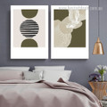 Circuitous Lineament Orb Circles Geometrical 2 Piece Nordic Abstract Framed Stretched Wall Art Photograph Canvas Print for Room Onlay