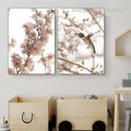 Daffodils Humming Bird Sky Botanical Photograph Modern Framed Stretched Canvas Print Pattern 2 Panel Wall Painting for Room Finery