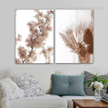 Sapling Florets Flowers Botanical 2 Piece Framed Stretched Modern Painting Photograph Canvas Print for Wall Hanging Embellishment