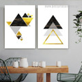 Chromatic Triangles Modern 2 Piece Framed Stretched Geometric Abstract Painting Photograph Canvas Print for Room Wall Moulding