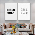 Black Girls Rule Modern 2 Piece Framed Stretched Abstract Quotes Painting Photograph Canvas Print for Room Wall Getup