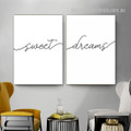 Sweet Dreams Quotes Modern Abstract 2 Piece Framed Stretched Wall Art Photograph Canvas Print for Room Arrangement