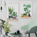 Aloe Vera Potted Nordic 2 Piece Framed Stretched Botanical Abstract Painting Photograph Canvas Print for Room Wall Moulding