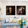 Wine Barrel Contemporary Food and Beverage Picture Canvas Print for Room Wall Drape