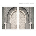 Designer Moroccan Doors Pillars Framed Stretched Modern Wall Art 2 Piece Abstract Photograph Canvas Print for Room Equipment