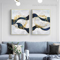 Circular Gold Fish Animal Artwork 2 Piece Photograph Abstract Framed Stretched Modern Canvas Print for Room Wall Décor