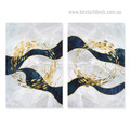 Circular Gold Fish Painting Photograph Abstract 2 Piece Animal Framed Stretched Modern Canvas Print for Room Wall Trimming