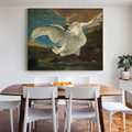 Threatened Swan Vintage Bird Mix Artists Painting Canvas Print for Dining Room Wall Drape