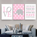 Cute Elephant Scansion Modern Animal 3 Piece Framed Stretched Geometric Painting Photograph Canvas Print for Room Wall Embellishment