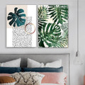 Monstera Fleck Foliage Leaves Nordic 2 Piece Abstract Framed Stretched Wall Art Photograph Botanical Canvas Print for Room Garniture