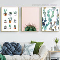 Bunny Ear Cactus Botanical Artwork Abstract 3 Piece Photograph Nordic Framed Stretched Canvas Print for Room Wall Equipment