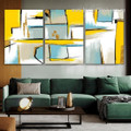 Chromatic Verse Stigma Rectangles 3 Piece Framed Stretched Geometric Artwork Abstract Image Canvas Print for Nordic Room Wall Molding