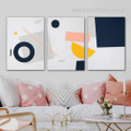 Bold Stroke Sphere Nordic Geometric Artwork Abstract 3 Piece Photograph Framed Stretched Canvas Print for Room Wall Assortment