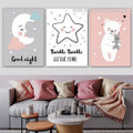 Smiling Star Spots Modern Painting Quotes Pic 3 Piece Framed Stretched Nursery Canvas Art Print for Room Wall Arrangement