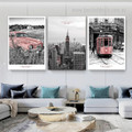 New York Rail Transit Clouds Painting Photograph 3 Piece Abstract Vintage Framed Stretched Landscape Canvas Print for Wall Hanging Drape