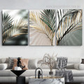 Areca Leaflet Shadow Botanical Modern Abstract 3 Piece Stretched Framed Wall Art Photograph Canvas Print for Room Ornamentation