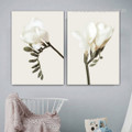 Freesia Daffodils Floral 2 Piece Framed Stretched Minimalist Wall Artwork Modern Image Canvas Print for Room Outfit