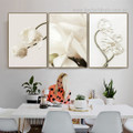 Hoary Freesia Bloom Modern 3 Piece Framed Stretched Floral Painting Photo Minimalist Canvas Print for Room Wall Equipment