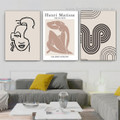 Calico Nude Distaff Figure Photograph 3 Piece Framed Stretched Abstract Artwork Scandinavian Canvas Print for Room Wall Flourish