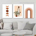 Fashionable Distaff Wardrobe Costume Scandinavian Figure Framed Stretched Abstract Painting Photo 3 Piece Canvas Print for Room Wall Assortment