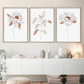 Stria Peony Blooms Framed Stretched Scandinavian Painting Floral 3 Piece Photograph Abstract Canvas Print For Room Wall Moulding