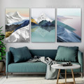 Frappe Hillside Ocean Mountains Naturescape Artwork Abstract 3 Piece Photograph Framed Stretched Modern Canvas Print for Room Wall Decoration