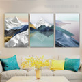 Frappe Hillside Ocean Sky Abstract Naturescape 3 Piece Framed Stretched Modern Painting Photograph Canvas Print for Room Wall Drape