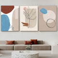 Particoloured Daub Scansion Leaves Modern Abstract 3 Piece Framed Stretched Geometric Wall Art Photograph Canvas Print for Room Assortment