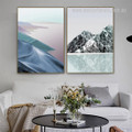 Calico Sandy Mounts Sea Artwork Modern Framed Stretched 2 Piece Photograph Naturescape Canvas Print for Room Wall Adornment