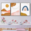 Hued Scansion Mounts Curved Lines Landscape Framed Stretched 3 Panel Scandinavian Artwork Pic Abstract Canvas Print for Room Wall Outfit