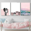 Ocean Aqua Vagary Abstract Modern Artwork 3 Piece Photograph Framed Stretched Naturescape Canvas Print for Room Wall Adornment