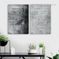 Horizontal Black Contour Lines Vintage 2 Piece Framed Stretched Abstract Geometric Painting Photograph Canvas Print for Room Wall Getup
