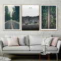People Should Travel Hills Typography Framed Stretched Landscape 3 Piece Painting Photograph Modern Canvas Print for Room Wall Adornment