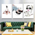 Gorgeous Distaff Goggles Female Stretched Framed Fashion Modern Figure 3 Panel Painting Picture Canvas Print for Room Wall Décor