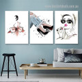 Gorgeous Distaff Goggles Heels Fashion Figure Artwork Picture Modern 3 Multi Panel Stretched Framed Canvas Print for Room Wall Ornament