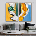 Colorific Macula Marble Spots Modern 2 Piece Framed Stretched Abstract Painting Photograph Canvas Print for Room Wall Getup