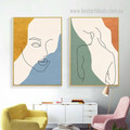 Lineament Feme Visage Face Abstract Framed Stretched Figure 2 Piece Painting Photograph Modern Canvas Print for Room Wall Adornment