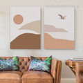 Mountain Votary Birds Abstract Scandinavian 2 Piece Framed Stretched Wall Art Photograph Naturescape Canvas Print for Room Outfit