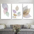 Calico Hornbeam Leaflets Botanical Modern Framed Stretched Minimalist Painting Photo 3 Piece Canvas Print for Room Wall Assortment