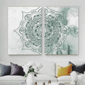 Semi Scansion Mandala Abstract Photograph Art Geometric Framed Stretched 2 Piece Canvas Print for Room Wall Onlay
