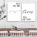 Loves All Of You Quotes Stretched Modern 2 Piece Abstract Painting Photograph Canvas Print for Room Wall Moulding