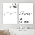 Loves All Of You Abstract Quotes Artwork 2 Piece Photograph Framed Stretched Modern Canvas Print for Room Wall Adornment