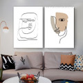 Wight Obverse Blob Spots Art Photograph Abstract Framed Stretched Figure 2 Piece Scandinavian Canvas Print for Room Wall Onlay