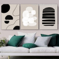 Voluminous Splashes Spots Abstract Nordic 3 Piece Geometric Framed Stretched Wall Art Photo Canvas Print for Room Onlay