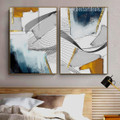 Sinuate Blemishes Lines Modern Artwork 2 Piece Photograph Geometric Abstract Framed Stretched Canvas Print for Room Wall Garniture