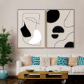 Winding Splodge Traits Spots Nordic Abstract 2 Piece Framed Stretched Painting Photograph Geometric Canvas Print for Room Wall Trimming