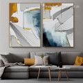 Straight Stroke Spots Geometric Modern 2 Piece Framed Stretched Abstract Painting Photo Canvas Print for Room Wall Embellishment