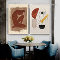 Nude Dona Tarnish Spots Scandinavian Abstract Figure 2 Piece Stretched Framed Painting Photograph Canvas Print for Room Wall Finery