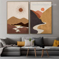 Mountainside Runway Scandinavian 2 Piece Framed Stretched Abstract Artwork Photo Naturescape Canvas Print for Room Wall Equipment